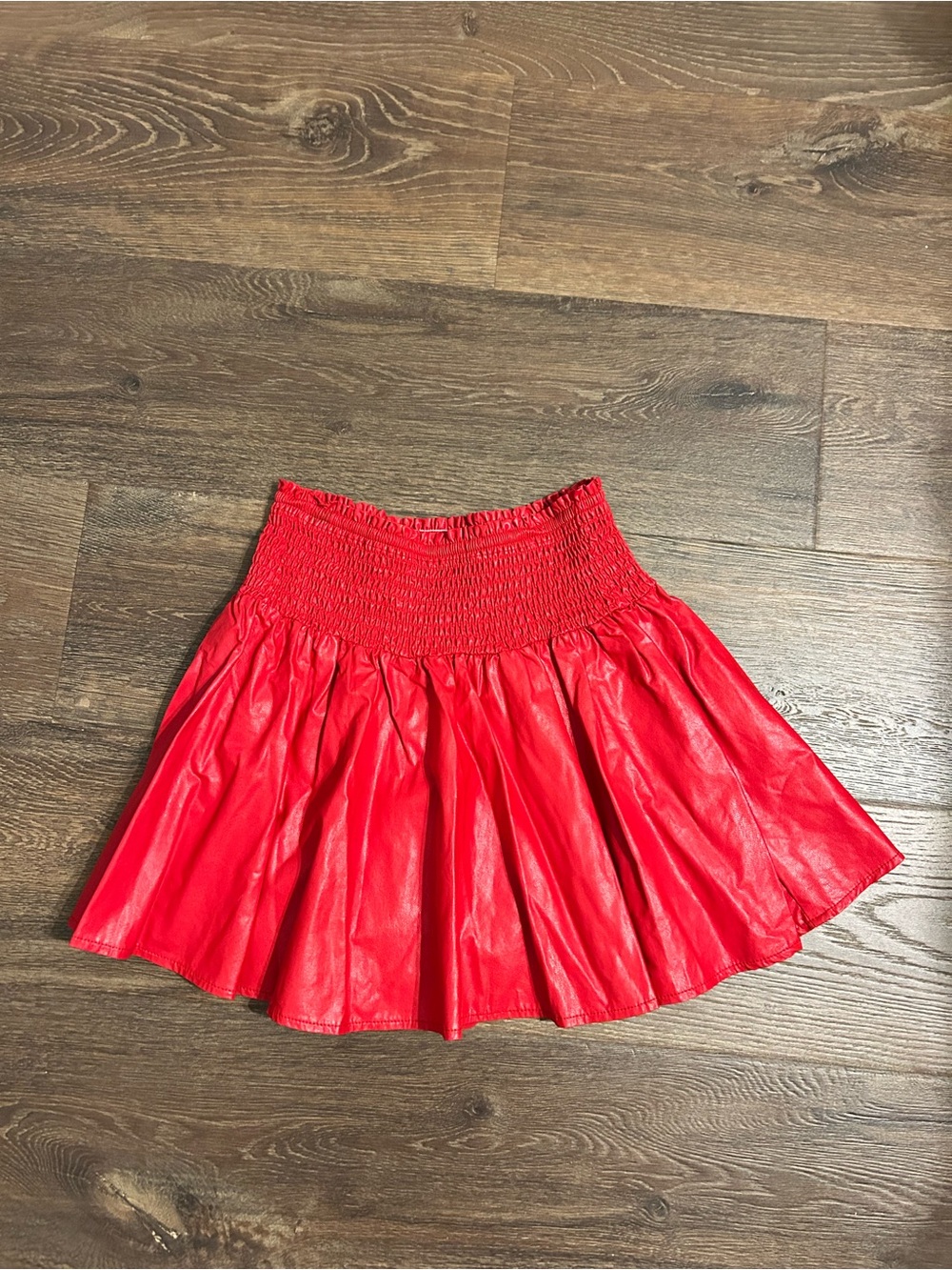 Karlie Red Smocked Waist Circle Skort